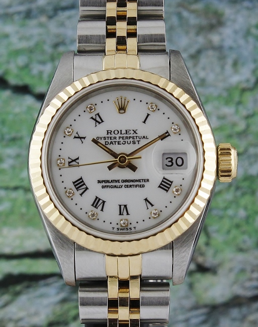 A ROLEX LADY SIZE OYSTER PERPETUAL DATEJUST / 69173 / CERT